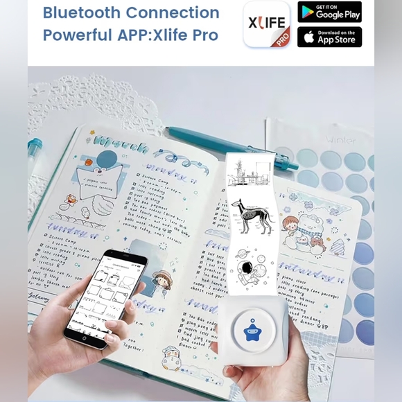 White Mini Portable Printer - Picture 3 of 8